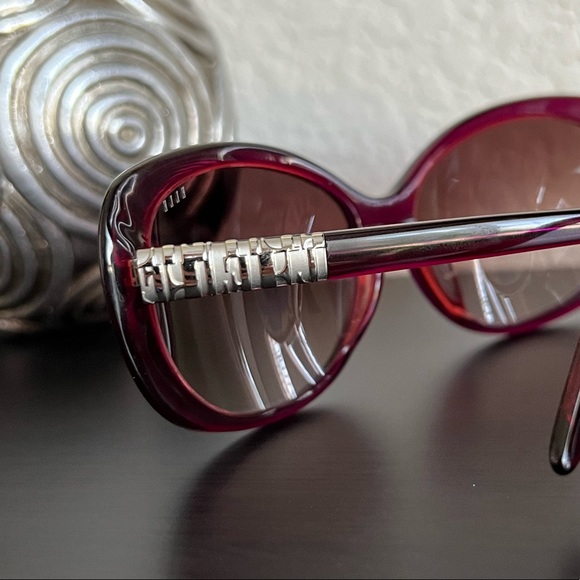 ELLE Designer Sunglasses in Purple with Rose Gradient Lens - Picture 5 of 8